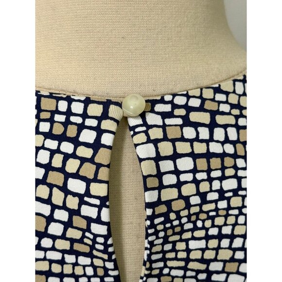 J. McLaughlin Catalyst Sheath Dress Navy Brown Pockets Catalina Cloth EUC Size S - Picture 7 of 11